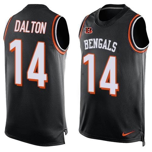 Nike Bengals #14 Andy Dalton Black Team Color Men's Stitched NFL Limited Tank Top Jersey - Click Image to Close